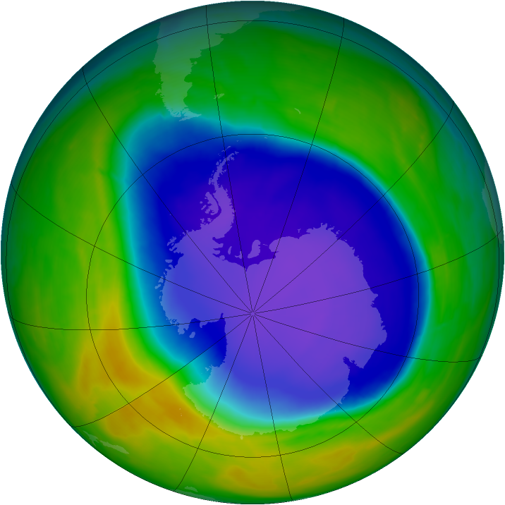 Antarctic ozone map for 18 October 2008